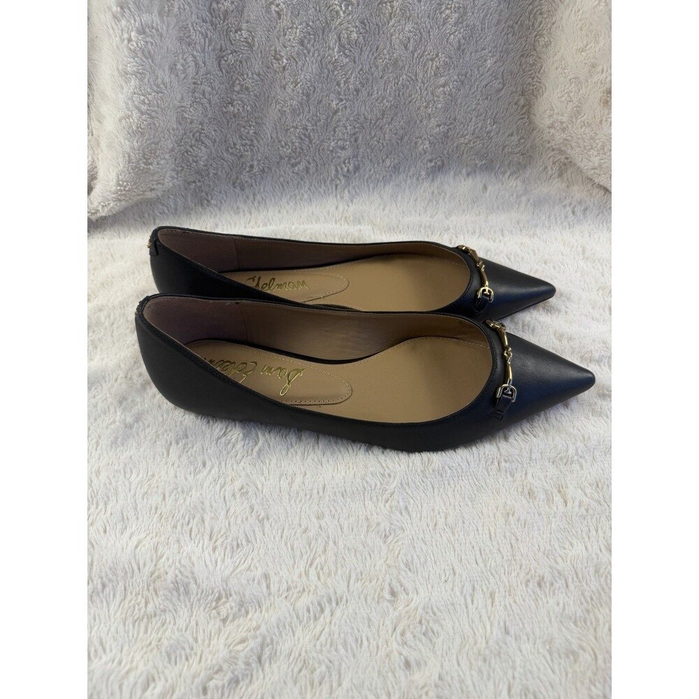 Sam Edelman Slip On Ballet Flats Black Leather Pointed Toe Women's US 10